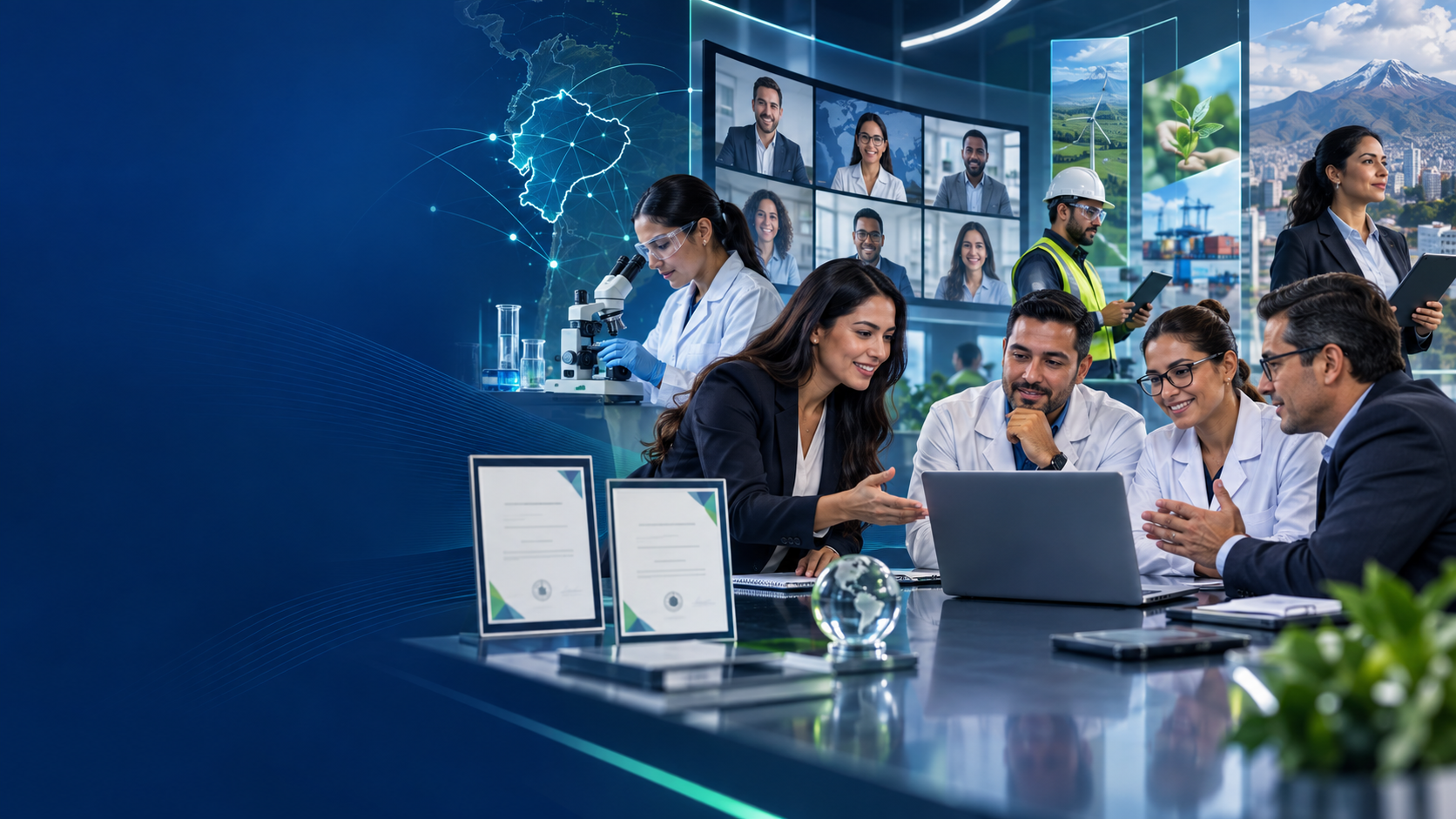 Profesionales técnicos colaborando en evaluación de la conformidad